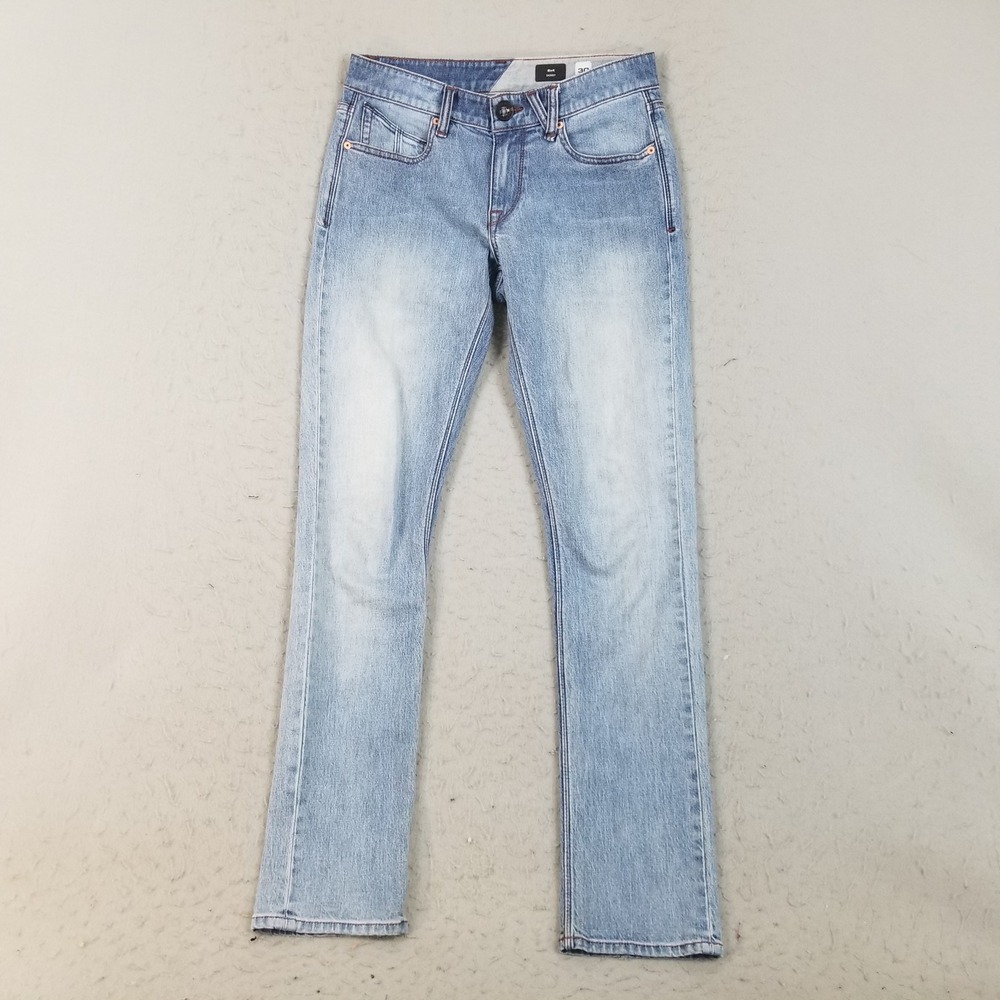 Volcom Jeans Mens 30 Blue 2x4 Skinny Stretch Denim Light Wash Skate Pants